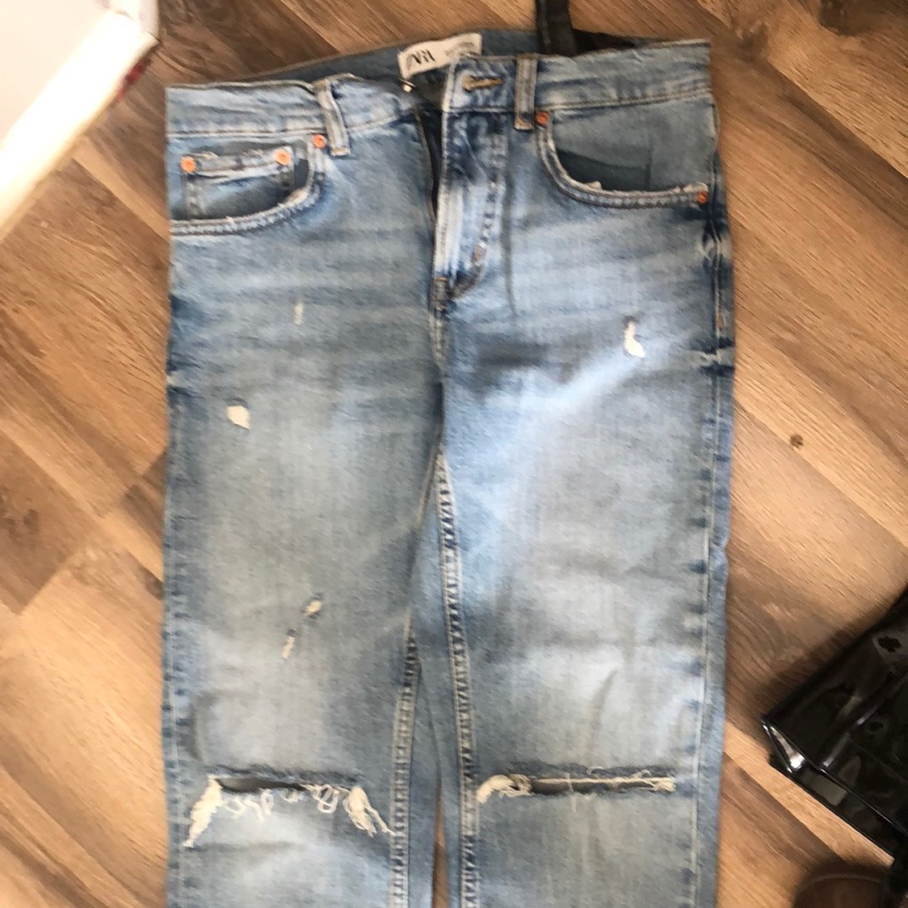 NWT Zara boyfriend ripped denim never worn